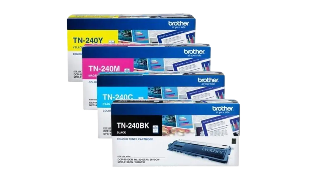 Selection of original and generic ink cartridges on white background